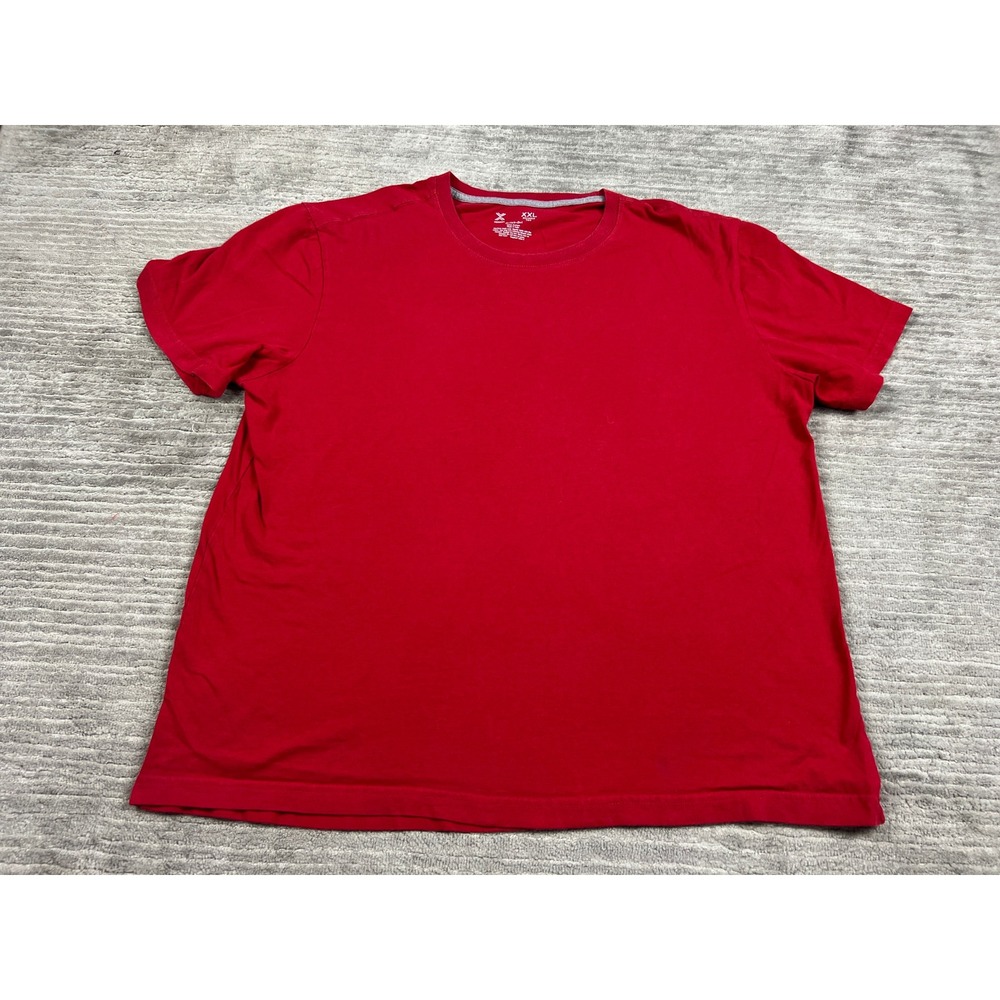 Xersion T-Shirt Men XXL Red Xtreme Tee Quick-Dri Short Sleeve Solid Cotton Basic